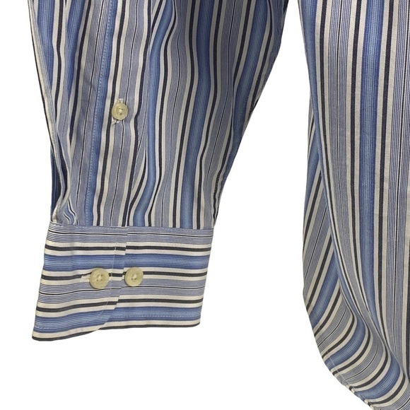 Alexander Julian Striped Long Sleeve Button Down Collar Shirt Men's XXL Blue - Picture 5 of 8